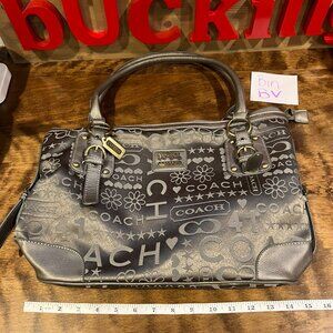 Coach Poppy Graffiti Scribble Tote Bag vintage silver